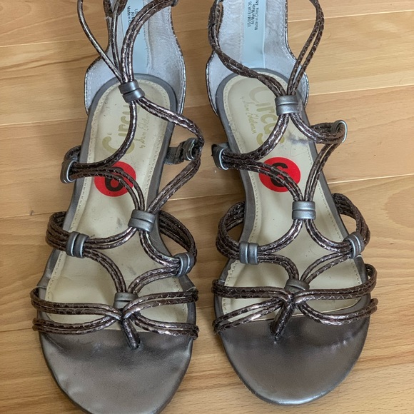 Silver strappy gladiator style sandals. - Picture 3 of 4